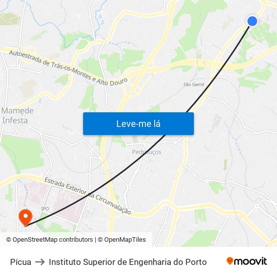 Pícua to Instituto Superior de Engenharia do Porto map