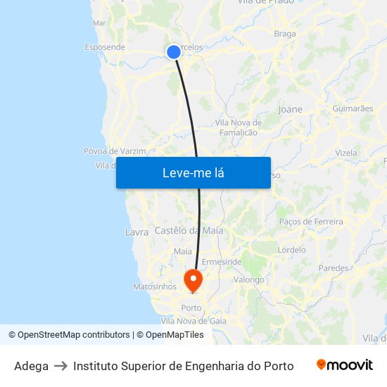 Adega to Instituto Superior de Engenharia do Porto map