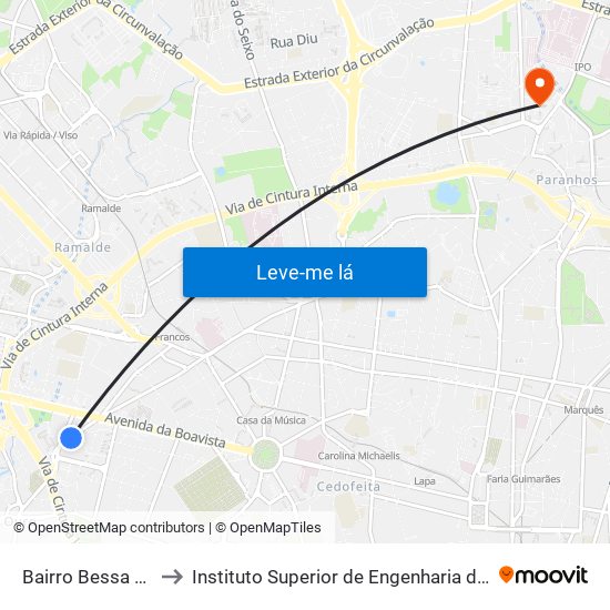 Bairro Bessa Leite to Instituto Superior de Engenharia do Porto map