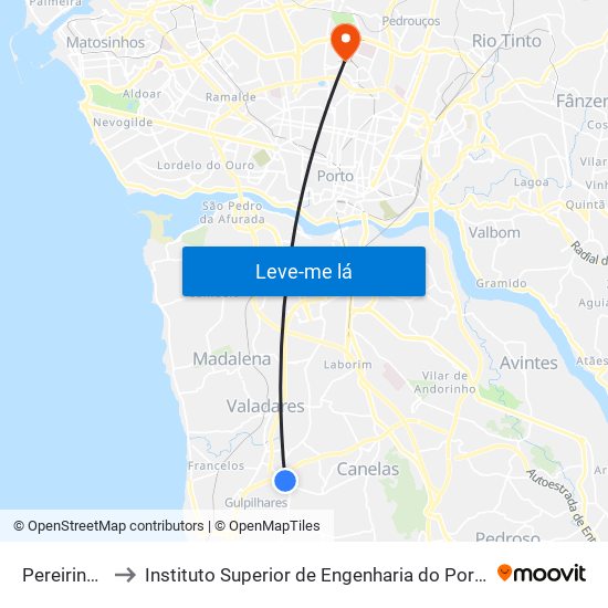 Pereirinho to Instituto Superior de Engenharia do Porto map