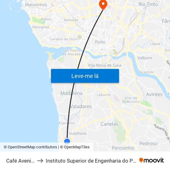 Café Avenida to Instituto Superior de Engenharia do Porto map