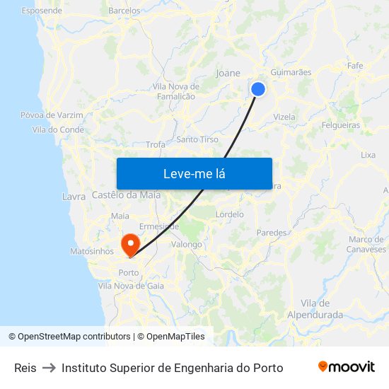Reis to Instituto Superior de Engenharia do Porto map