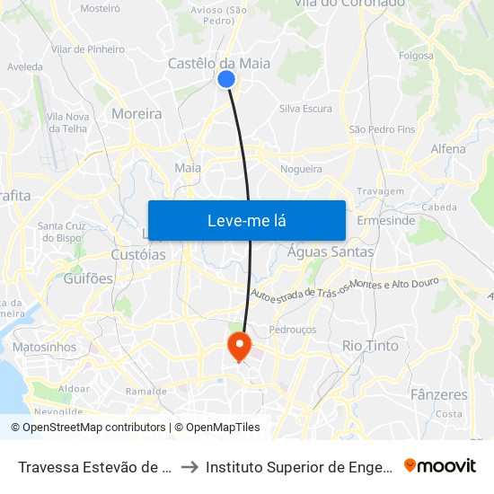 Travessa Estevão de Oliveira Maia to Instituto Superior de Engenharia do Porto map