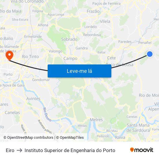 Eiro to Instituto Superior de Engenharia do Porto map