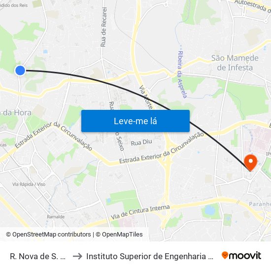 R. Nova de S. Gens to Instituto Superior de Engenharia do Porto map