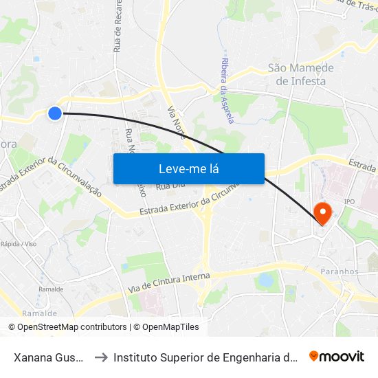 Xanana Gusmão to Instituto Superior de Engenharia do Porto map
