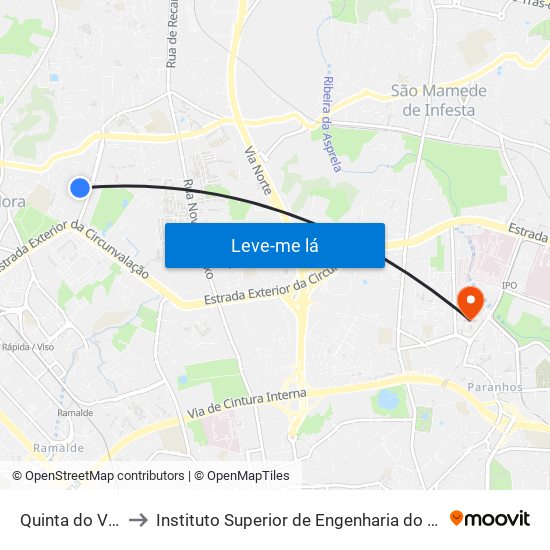 Quinta do Viso to Instituto Superior de Engenharia do Porto map
