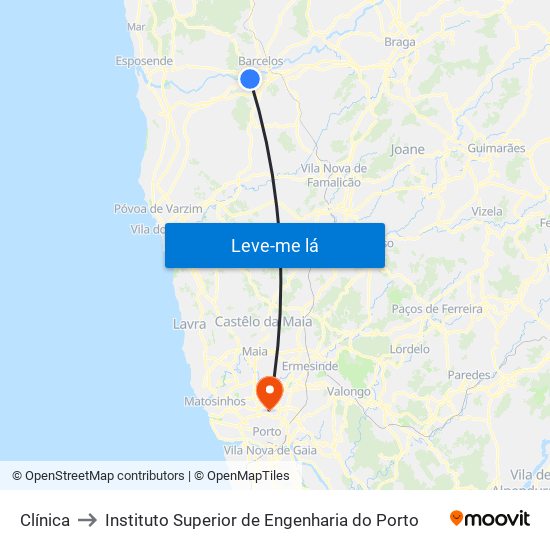 Clínica to Instituto Superior de Engenharia do Porto map