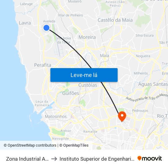 Zona Industrial Aveleda to Instituto Superior de Engenharia do Porto map