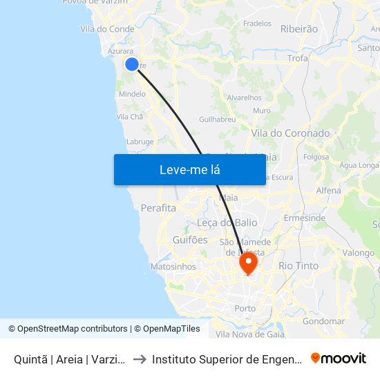 Quintã | Areia | Varziela (Metro) to Instituto Superior de Engenharia do Porto map