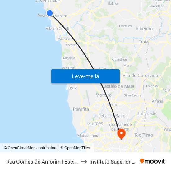 Rua Gomes de Amorim | Esc. Rocha Peixoto (Póvoa de Varzim) to Instituto Superior de Engenharia do Porto map