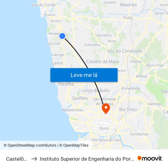 Castelões to Instituto Superior de Engenharia do Porto map