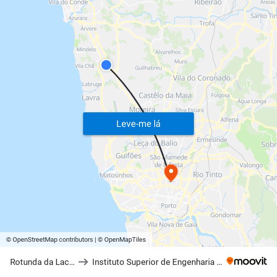 Rotunda da Lactogal to Instituto Superior de Engenharia do Porto map