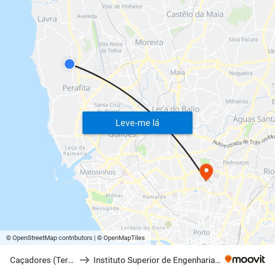 Caçadores (Terminal) to Instituto Superior de Engenharia do Porto map