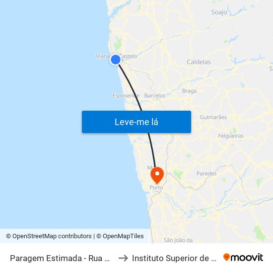 Paragem Estimada - Rua General Luís do Rego, AR to Instituto Superior de Engenharia do Porto map