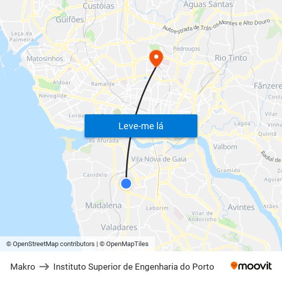 Makro to Instituto Superior de Engenharia do Porto map