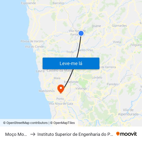 Moço Morto to Instituto Superior de Engenharia do Porto map