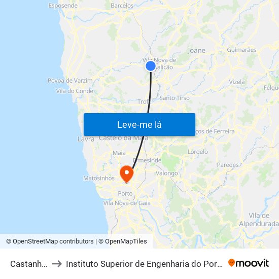 Castanhal to Instituto Superior de Engenharia do Porto map