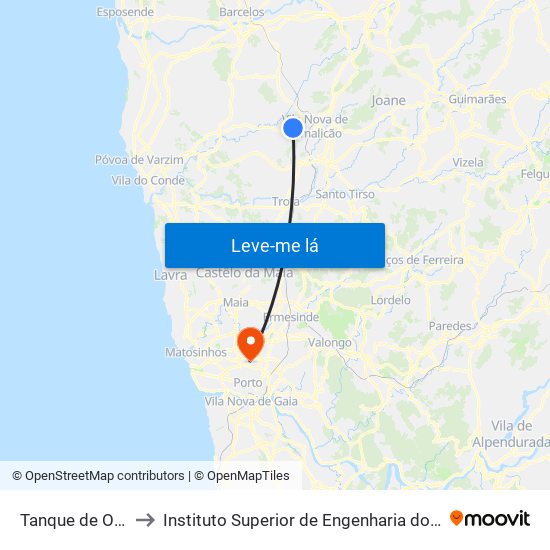 Tanque de Outiz to Instituto Superior de Engenharia do Porto map
