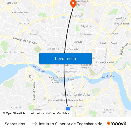 Soares dos Reis to Instituto Superior de Engenharia do Porto map
