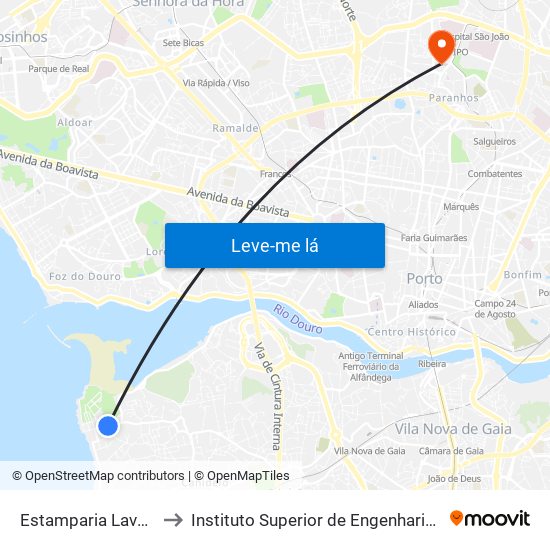 Estamparia Lavadores to Instituto Superior de Engenharia do Porto map