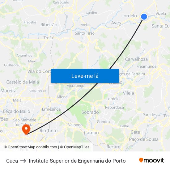 Cuca to Instituto Superior de Engenharia do Porto map