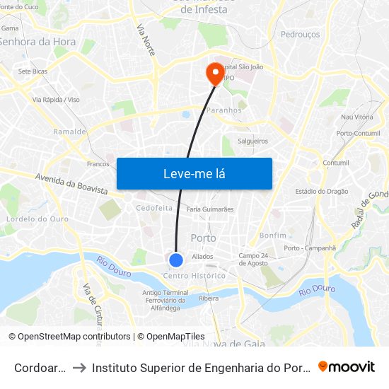 Cordoaria to Instituto Superior de Engenharia do Porto map