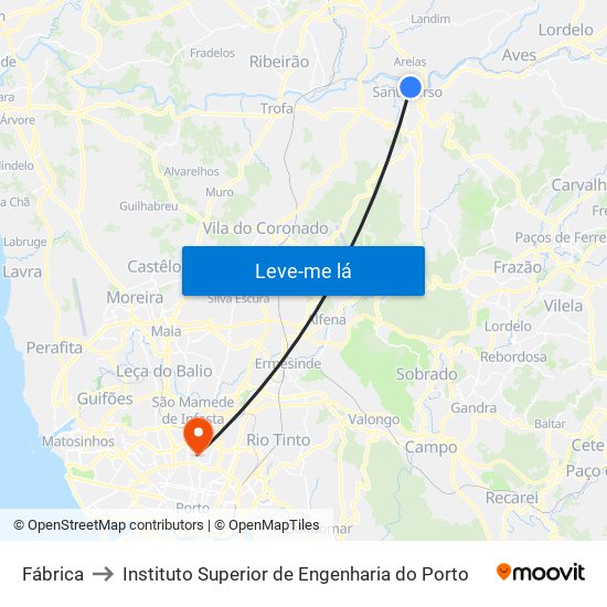 Fábrica to Instituto Superior de Engenharia do Porto map