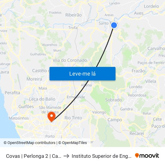 Covas | Perlonga 2 | Casa de Repouso to Instituto Superior de Engenharia do Porto map