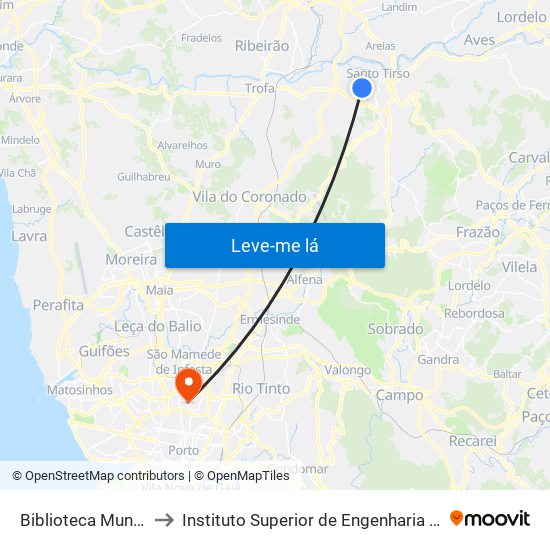 Biblioteca Municipal to Instituto Superior de Engenharia do Porto map