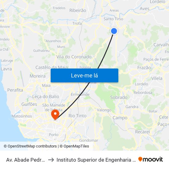 Av. Abade Pedrosa 1 to Instituto Superior de Engenharia do Porto map