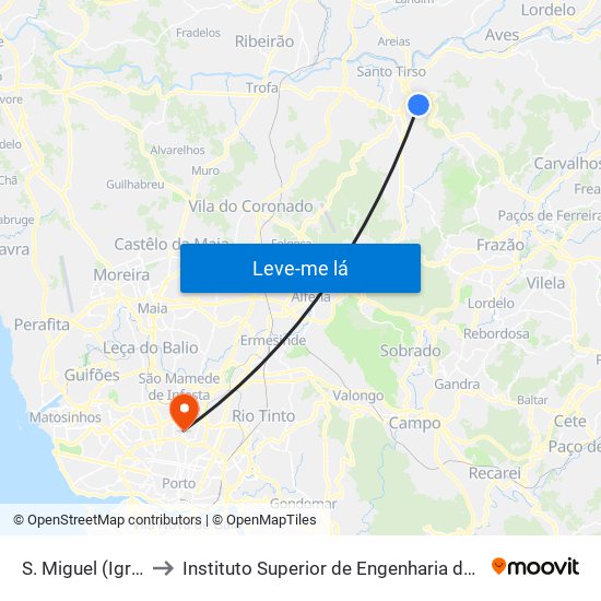 S. Miguel (Igreja) to Instituto Superior de Engenharia do Porto map