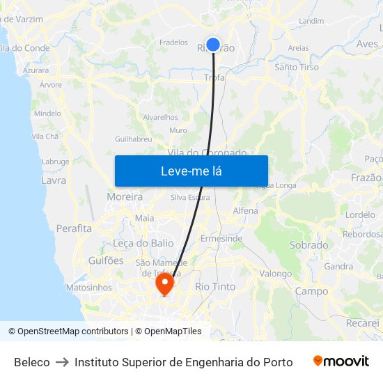 Beleco to Instituto Superior de Engenharia do Porto map