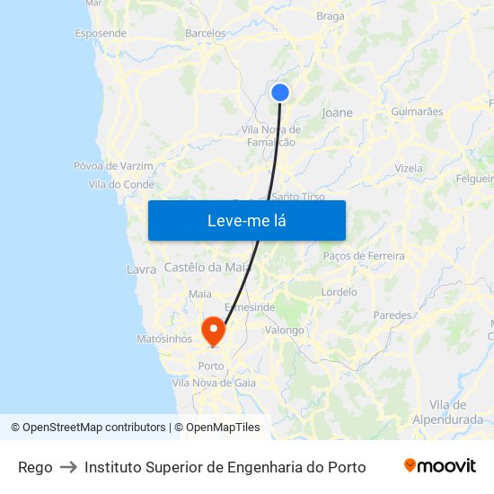 Rego to Instituto Superior de Engenharia do Porto map