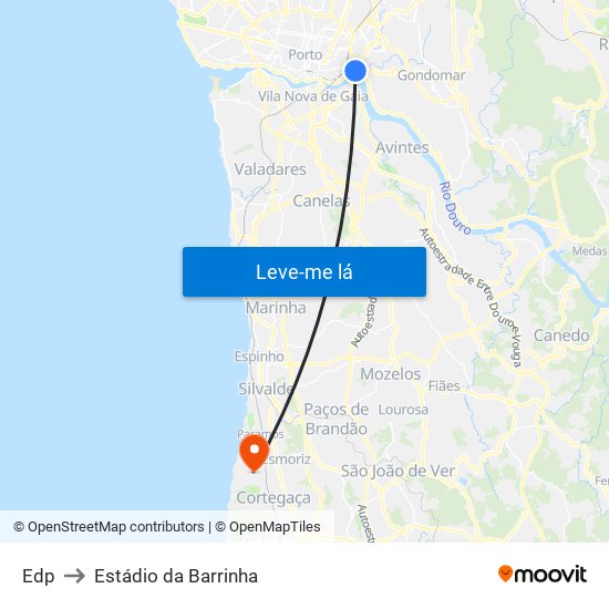 Edp to Estádio da Barrinha map