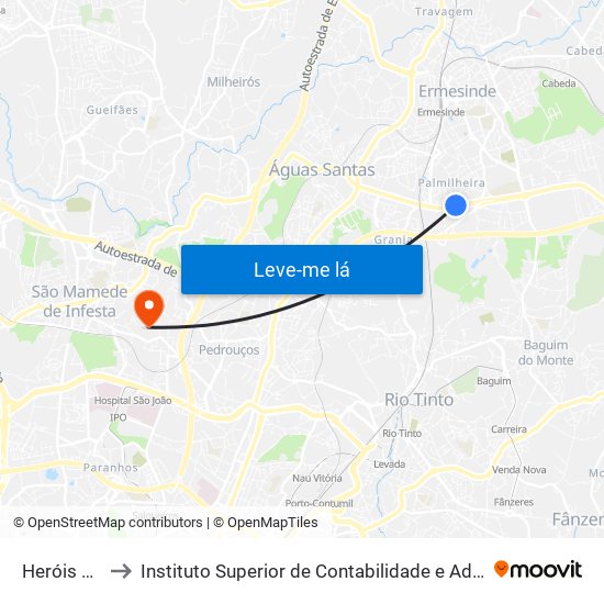 Heróis Angola to Instituto Superior de Contabilidade e Administração do Porto map