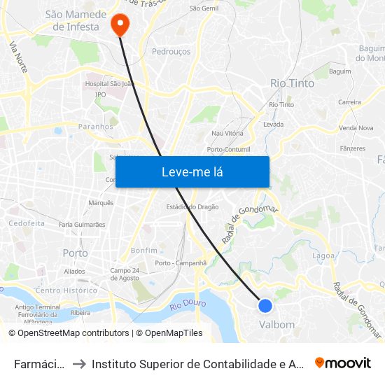 Farmácia Nova to Instituto Superior de Contabilidade e Administração do Porto map