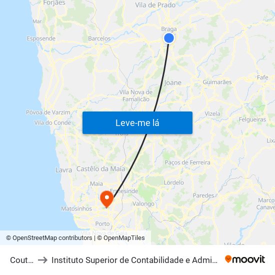 Couteiro to Instituto Superior de Contabilidade e Administração do Porto map