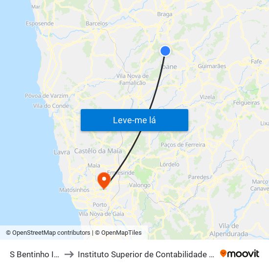 S Bentinho Ii (Carreiro) to Instituto Superior de Contabilidade e Administração do Porto map
