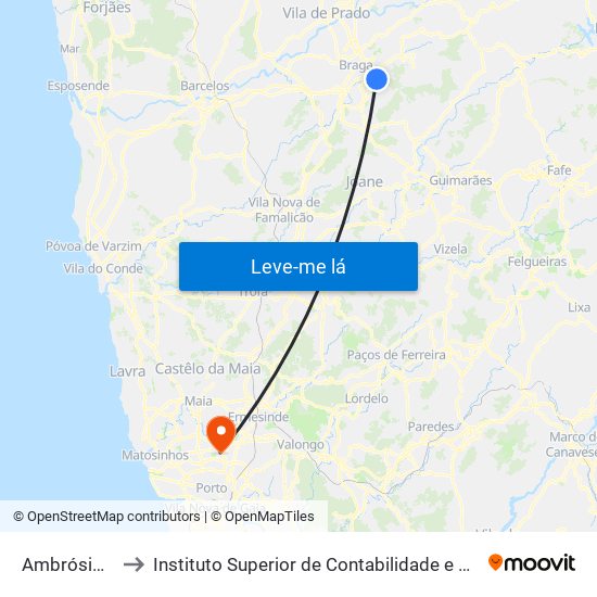 Ambrósio Santos to Instituto Superior de Contabilidade e Administração do Porto map