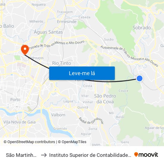 São Martinho do Campo to Instituto Superior de Contabilidade e Administração do Porto map