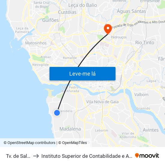 Tv. de Salgueiros to Instituto Superior de Contabilidade e Administração do Porto map