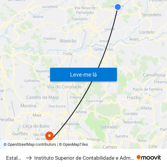 Estalagem to Instituto Superior de Contabilidade e Administração do Porto map