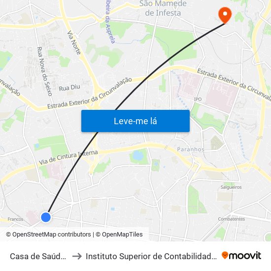 Casa de Saúde da Boavista to Instituto Superior de Contabilidade e Administração do Porto map