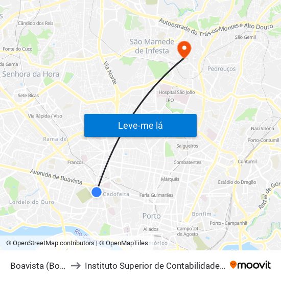 Boavista (Bom Sucesso) to Instituto Superior de Contabilidade e Administração do Porto map