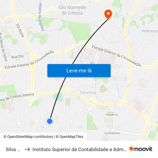 Silva Porto to Instituto Superior de Contabilidade e Administração do Porto map