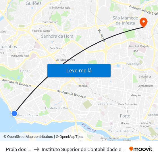 Praia dos Ingleses to Instituto Superior de Contabilidade e Administração do Porto map