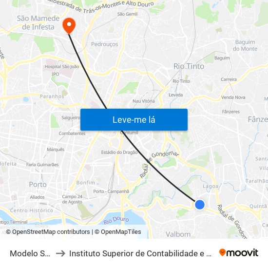 Modelo S. Cosme to Instituto Superior de Contabilidade e Administração do Porto map