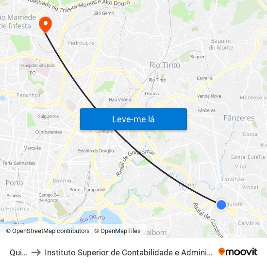 Quintã to Instituto Superior de Contabilidade e Administração do Porto map