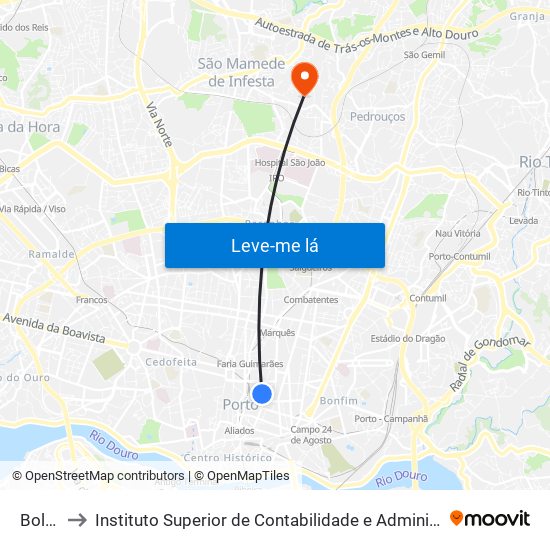 Bolhão to Instituto Superior de Contabilidade e Administração do Porto map